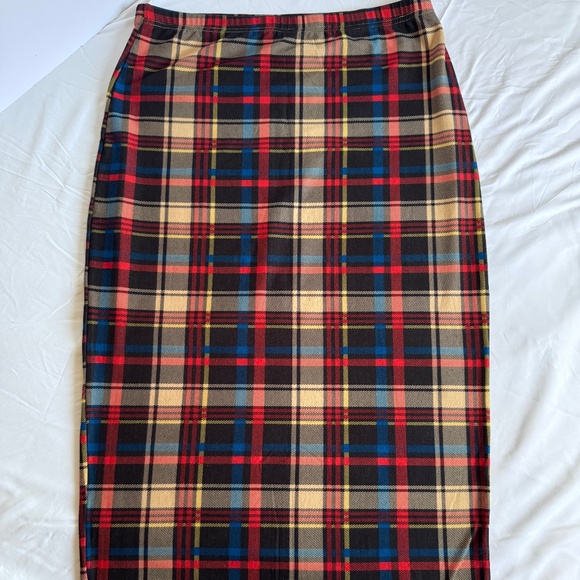 Shein Women’s Large Plaid Pencil Skirt – Stretchy Fall Colors - Picture 1 of 7